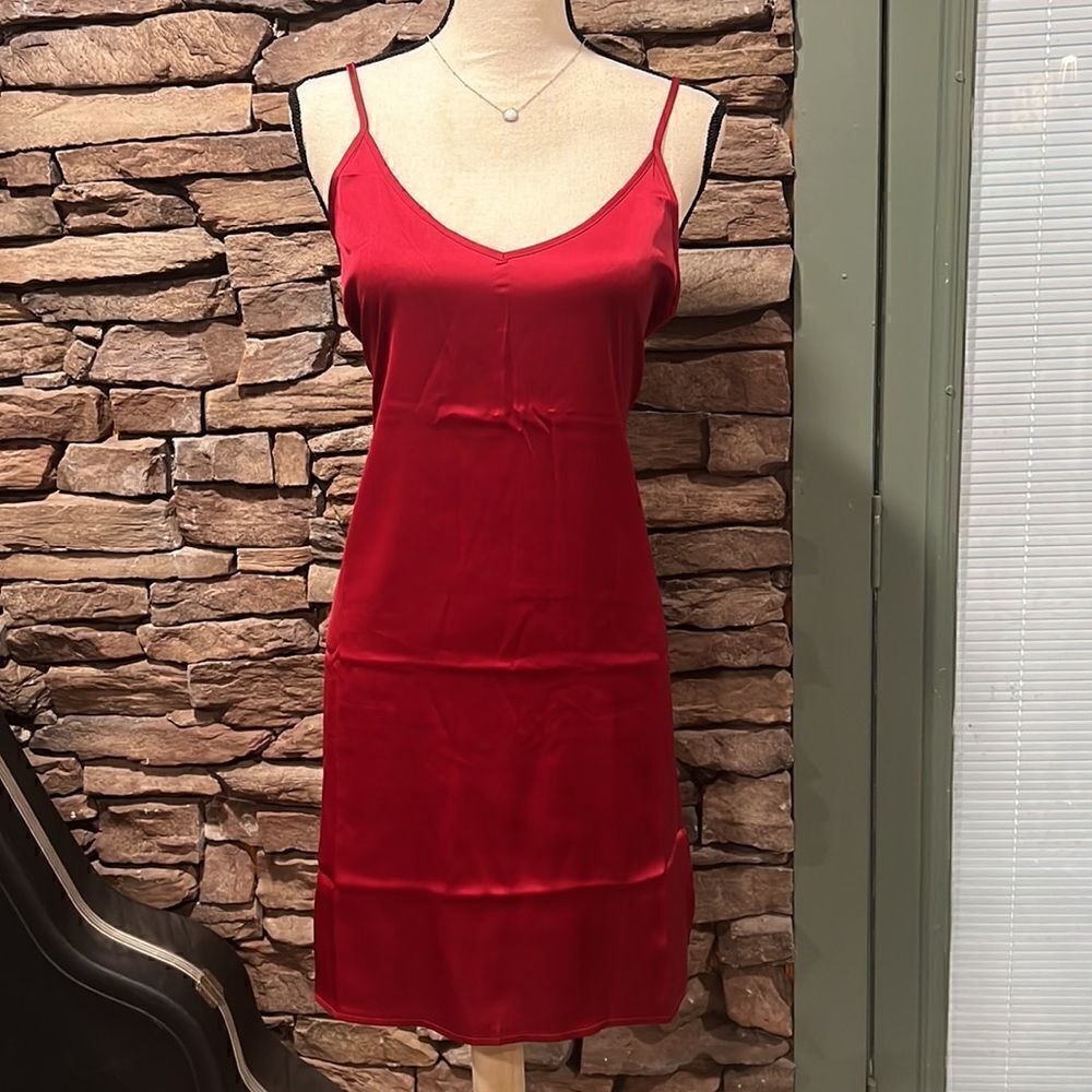 33. Burgundy Satin Charmeuse Slip Dress NWT Boutique